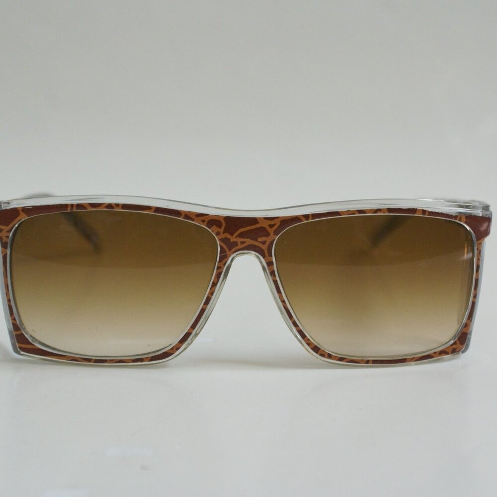 NWT Tru-Vintage 90's Plastic Rectangle w/Side Shield Sunglasses (Crystal/Brown)